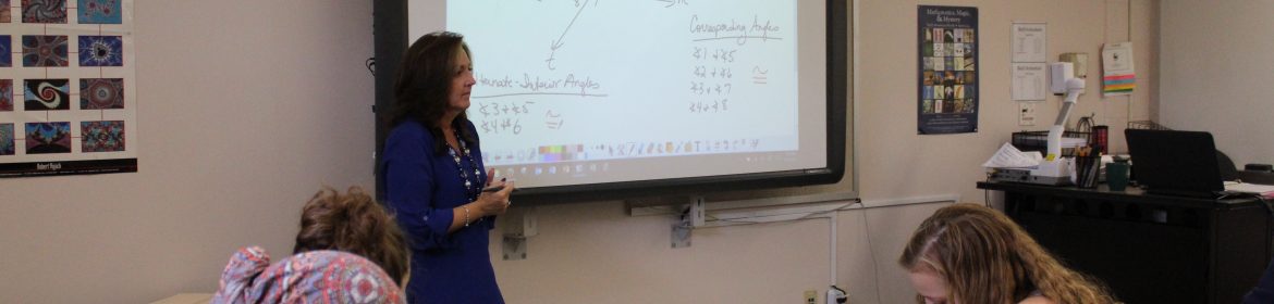 Teacher instructing students in math