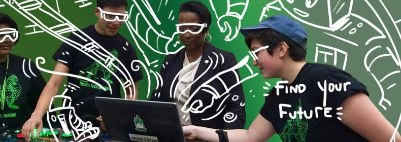 Students at computer. Caption reads find your future
