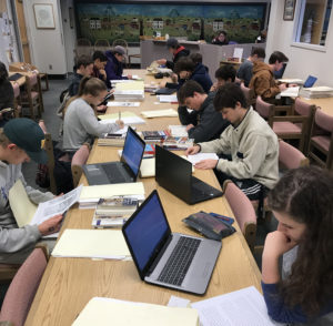 Students studying at table