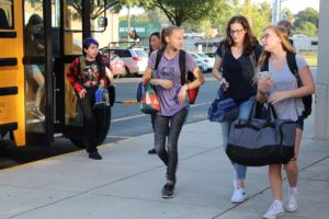 Students arriving for school