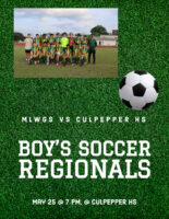 MLWGS Boy’s Soccer Regional today at Culpepper HS