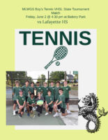 Boy’s Tennis VHSL State Tournament Match today at Battery Park vs Lafayette HS