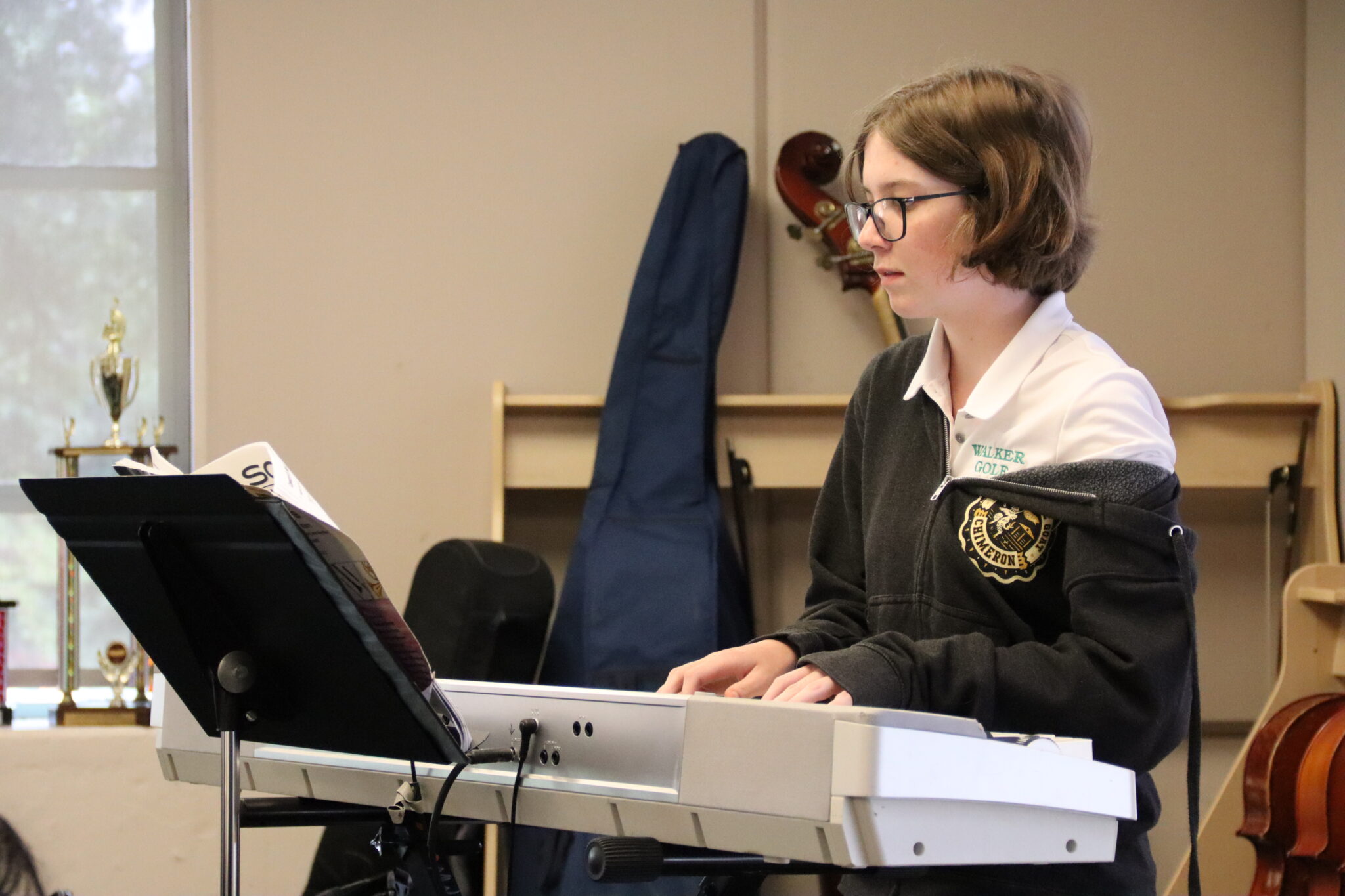 Student on keyboard