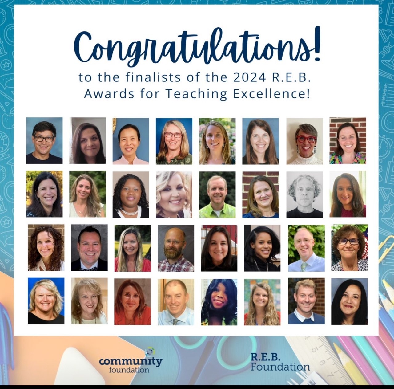 Congratulations to our 2024 Community Foundation & R.E.B Award for Teaching Excellence finalists!