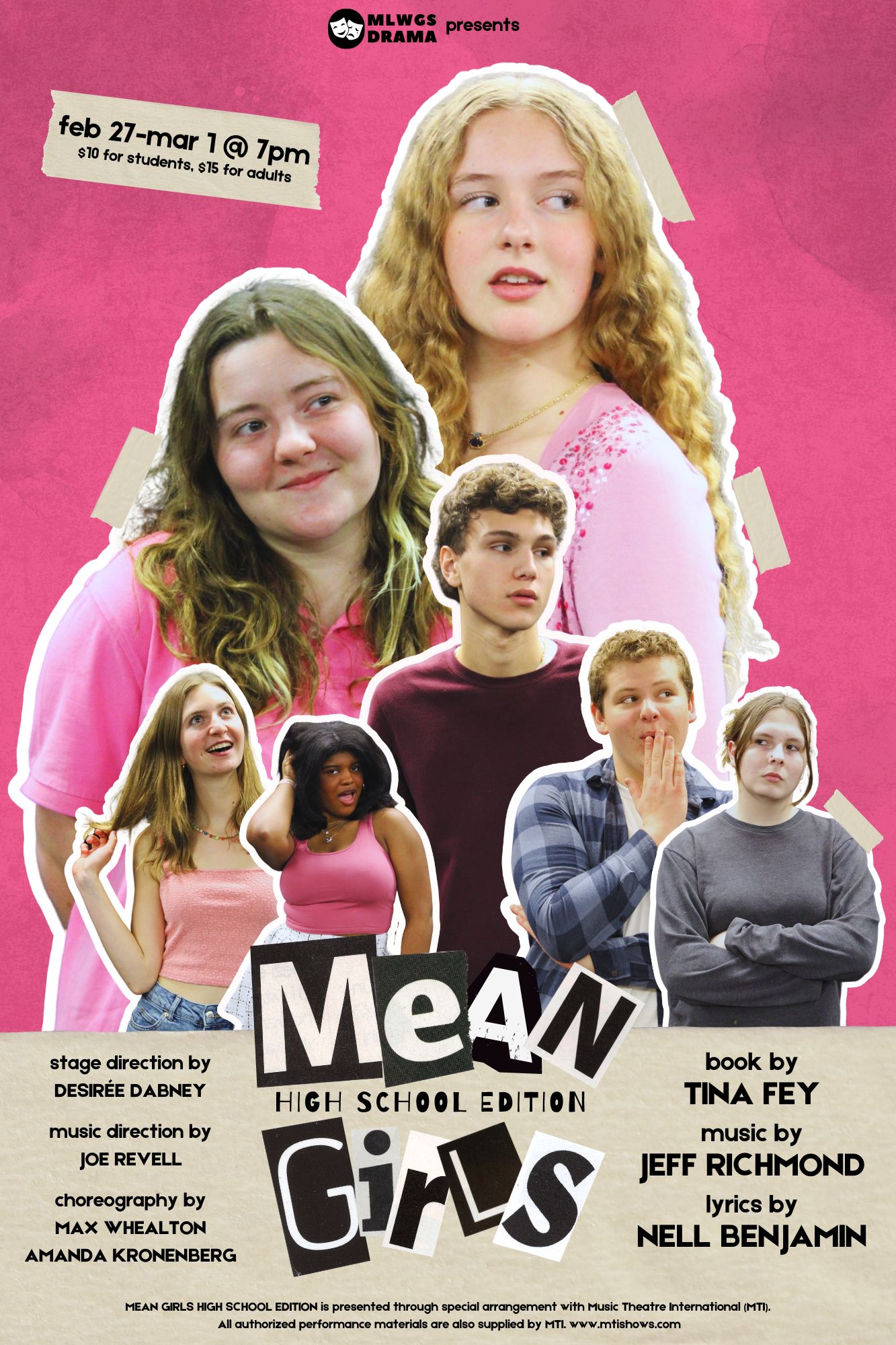 MLWGS Drama presents Mean Girls-High School Version, Feb 27-Mar 1