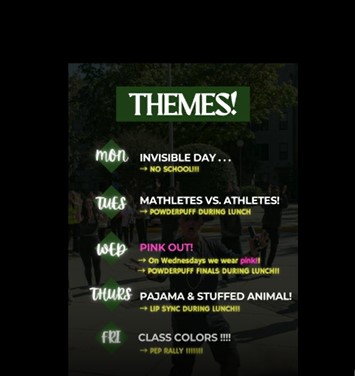 Spirit Week at MLWGS, Oct 14-17, field day and pep rally on Friday