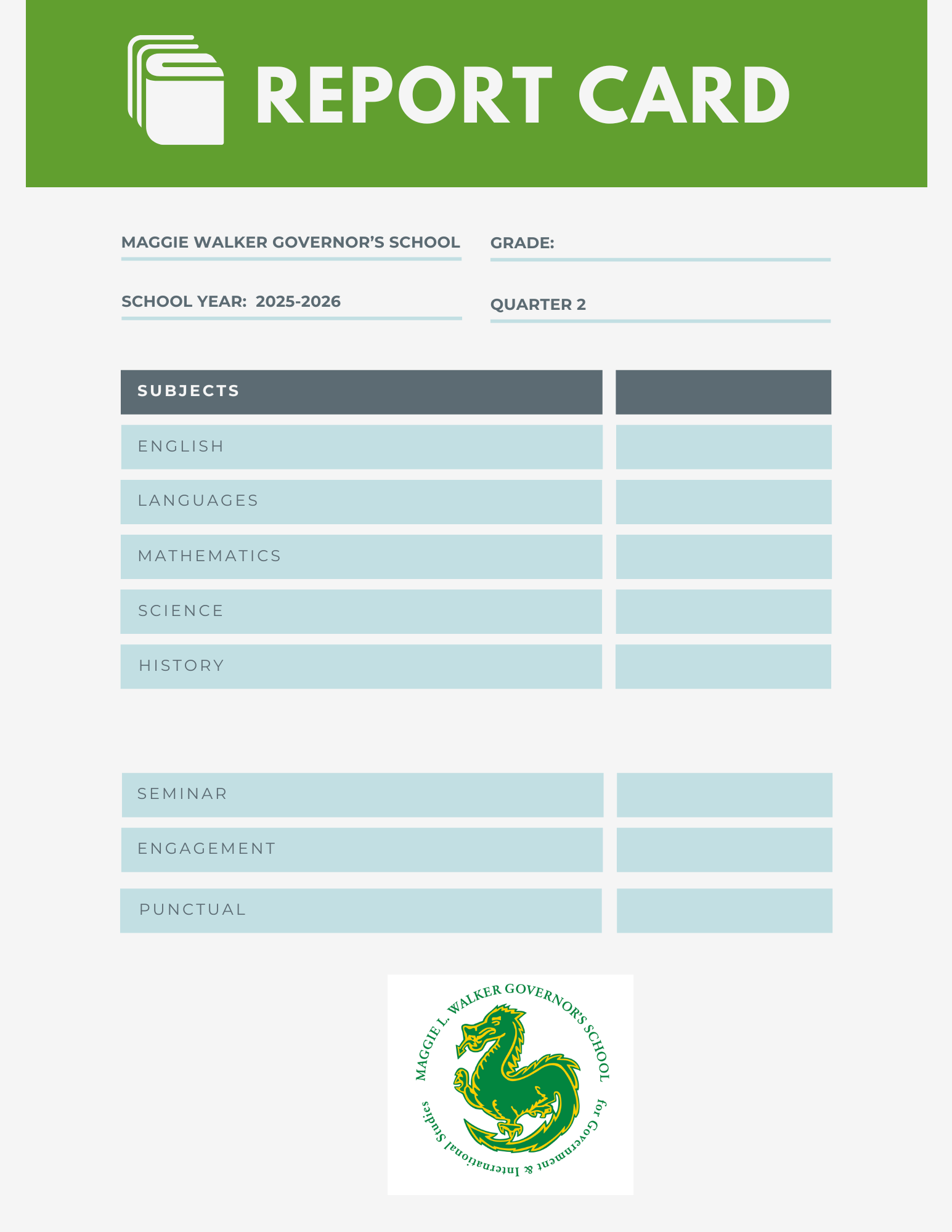 Report Card Day, January 13