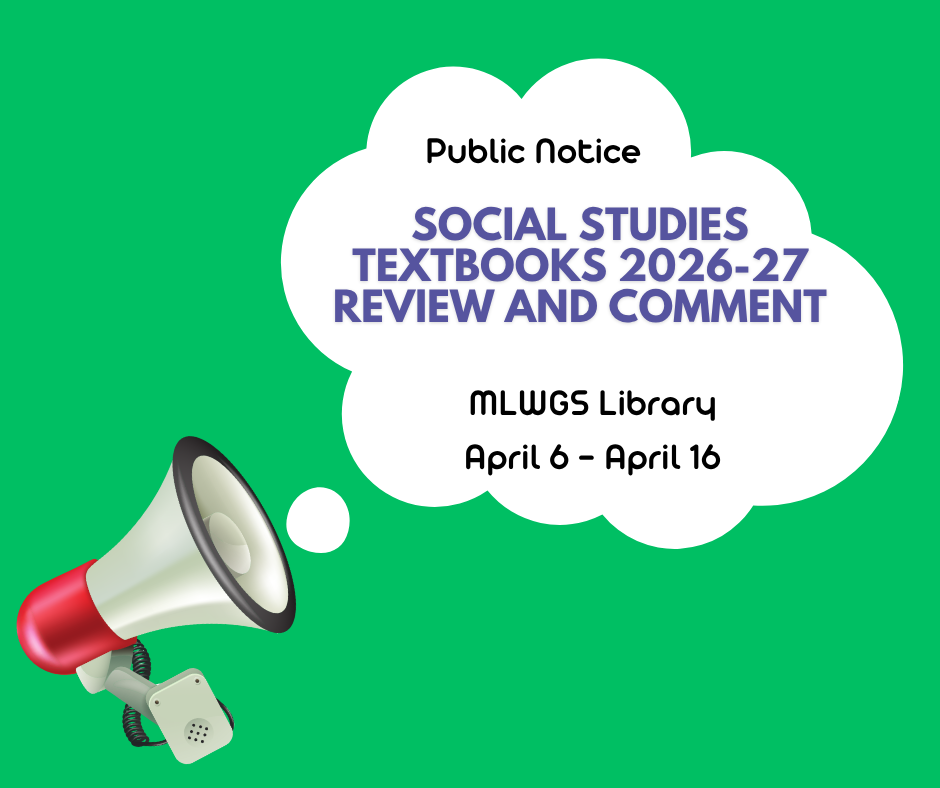Public Notice: Social Studies Textbook Adoption for 2026-27
