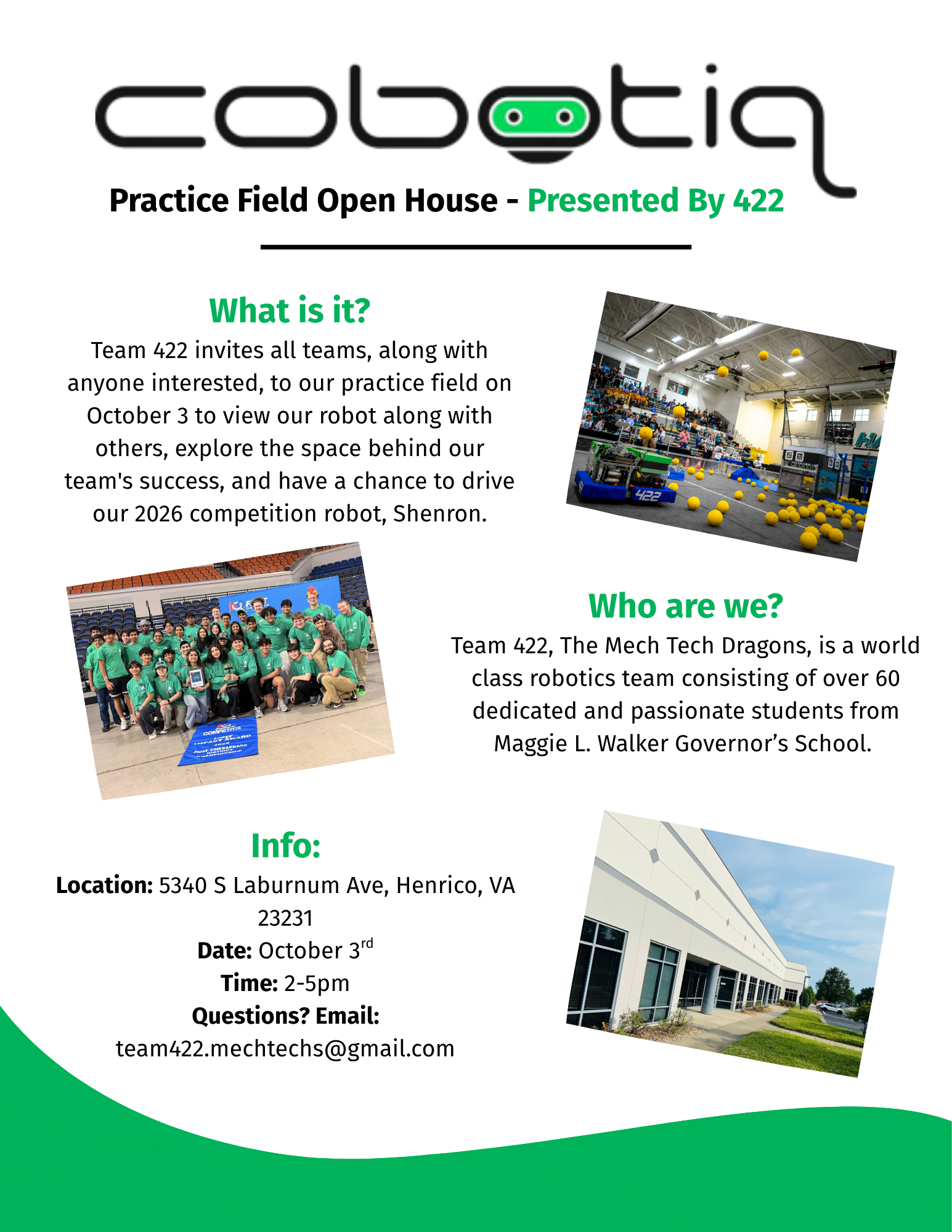 Robotics Open House, October 3, 2026